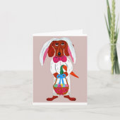 Carte de Pâques Joyeuses pour chien teckel lapin d (Devant)