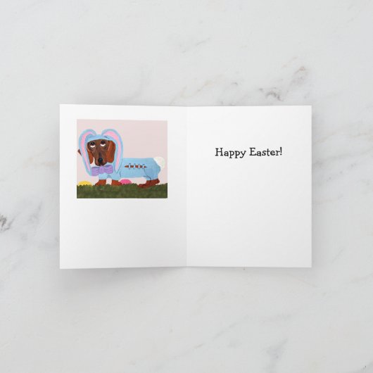 Carte de Pâques Joyeuses pour chien teckel lapin d (Intérieur)