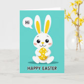 Carte de Pâques Joyeux Lapin (Fleur jaune)