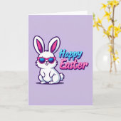 Carte de Pâques Joyeux Lapin Cool (Fleur jaune)