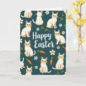 Carte de Pâques Kitty Chat Heureux (Fleur jaune)