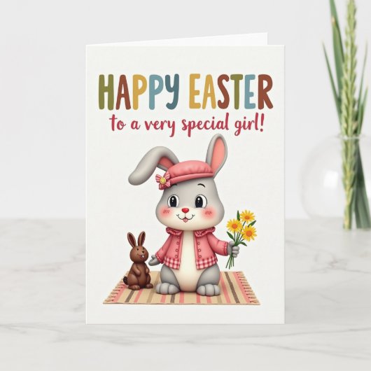 Carte de Pâques Lapin à Carreaux (Devant)