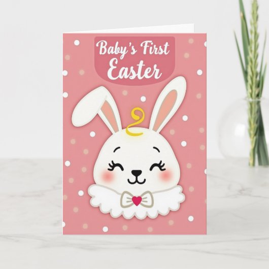 Carte de Pâques Lapin à pois (Devant)