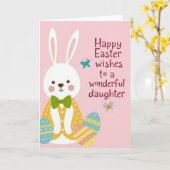 Carte de Pâques Lapin à pois (Fleur jaune)