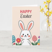 Carte de Pâques Lapin Amusant (Fleur jaune)