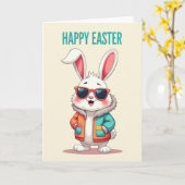 Carte de Pâques Lapin d'Art (Fleur jaune)