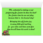 Carte de Pâques LAPIN DE COTON OCCUPÉ (Intérieur Horizontal (Bas))