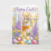Carte de Pâques Lapin de Pâques aquarelle | Fleurs (Devant)