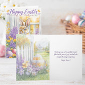 Carte de Pâques Lapin de Pâques aquarelle | Fleurs