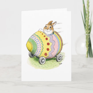 Carte de Pâques Lapin de Pâques en voiture