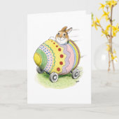 Carte de Pâques Lapin de Pâques Œuf en Voiture (Fleur jaune)