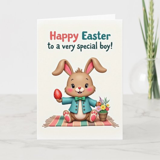 Carte de Pâques Lapin de Pâques rayé (Devant)