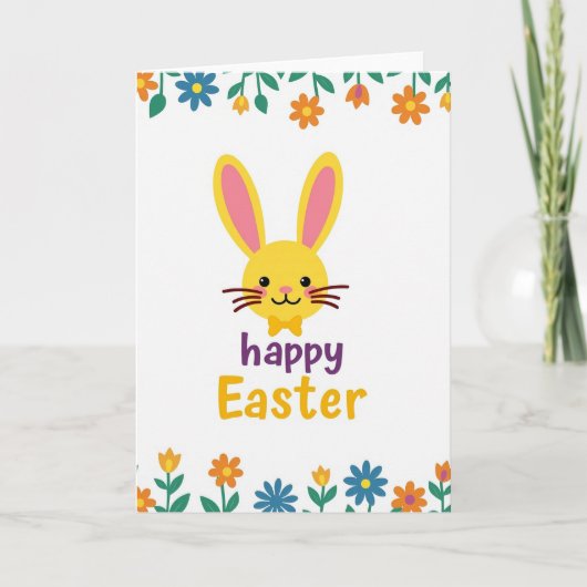 Carte de Pâques Lapin en Or Faux (Devant)
