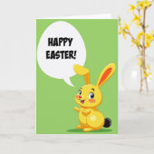 Carte de Pâques Lapin Joyeux (Fleur jaune)