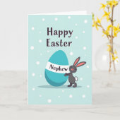 Carte de Pâques Lapin Œuf Bleu Vert Clair Neveu (Fleur jaune)