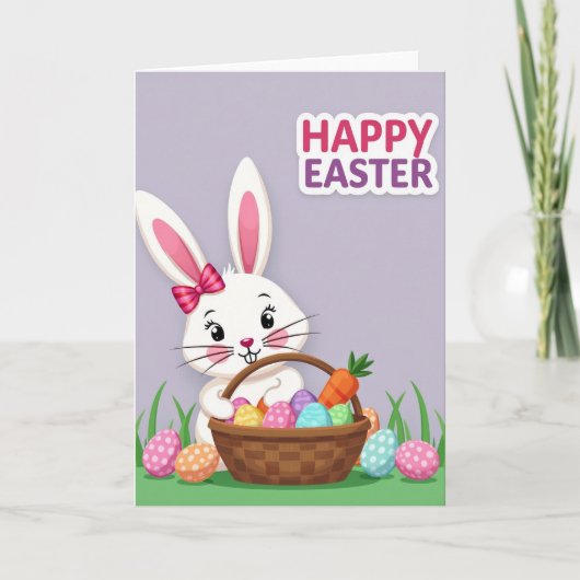 Carte de Pâques Lapin Oeuf Joyeux (Devant)