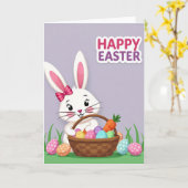 Carte de Pâques Lapin Oeuf Joyeux (Fleur jaune)