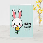 Carte de Pâques Lapin pour Parents (Fleur jaune)