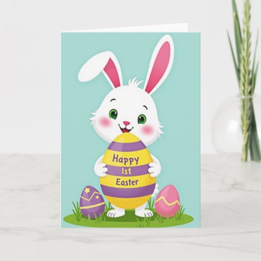 Carte de Pâques Lapin rayé (Devant)