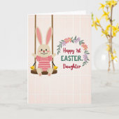 Carte de Pâques Lapin Rayé (Fleur jaune)