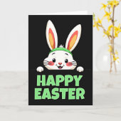 Carte de Pâques Lapin Regard Joyeux (Fleur jaune)