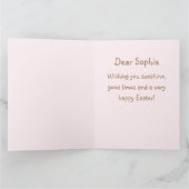 Carte de Pâques Lapin Rose et Fleurs Joyeuses (Intérieur)