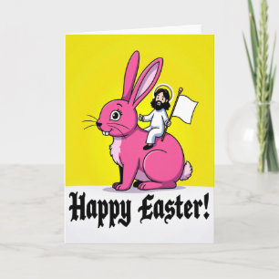 Carte de Pâques Lapin Rose Heureux