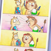 Carte de Pâques Llama VS Lion par N. Janes