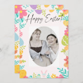 CARTE DE PÂQUES mignonne simple photo heureuse (Devant / Derrière)