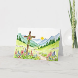 Carte de Pâques Montagne de Fleur Sauvage Aquarell