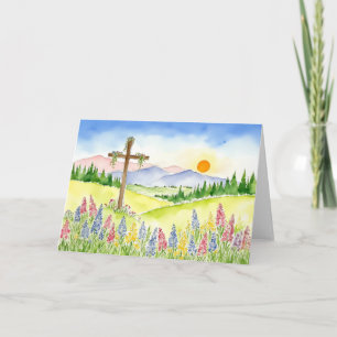 Carte de Pâques Montagne de fleurs sauvages à l'aq
