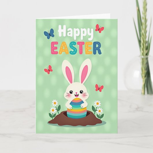 Carte de Pâques motif lapin (Devant)