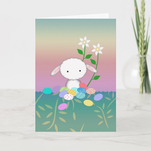 Carte de Pâques Mouton Lapin Joyeuses (Devant)