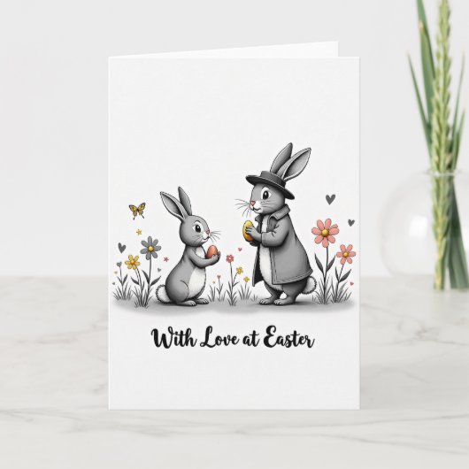 Carte de Pâques Offrande de Lapins (Devant)