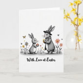 Carte de Pâques Offrande de Lapins (Fleur jaune)