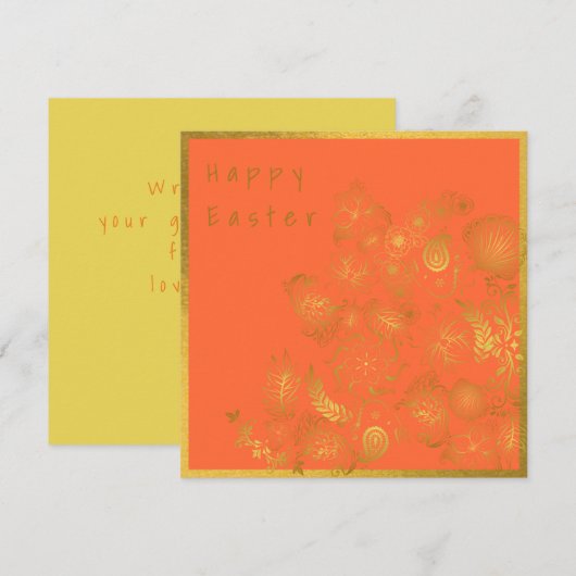 Carte de Pâques Orange Gold (Devant / Derrière)