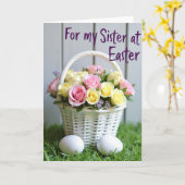 Carte de Pâques Panier de Fleurs pour Sœur (Fleur jaune)
