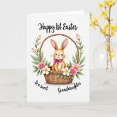 Carte de Pâques Panier de Lapin (Fleur jaune)