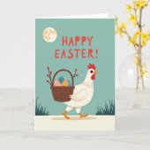 Carte de Pâques Panier de Volaille Joyeux (Fleur jaune)