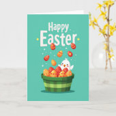 Carte de Pâques Panier d'Oeufs Printaniers (Fleur jaune)
