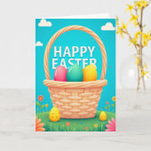 Carte de Pâques Panier Printanier Œuf (Fleur jaune)