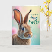 Carte de Pâques pastel Lapin Brun (Fleur jaune)