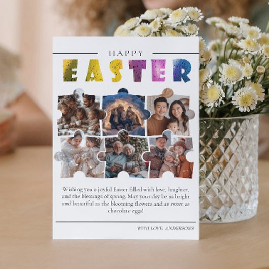 Carte de Pâques personnalisée avec collage de 6 ph