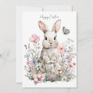 Carte de Pâques personnalisée avec des fleurs et u