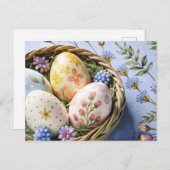 Carte de Pâques personnalisée avec des œufs peints (Devant / Derrière)