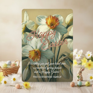 Carte de Pâques personnalisée avec jonquilles flor