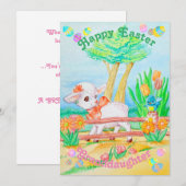 Carte de Pâques personnalisée de la petite-fille. (Devant / Derrière)