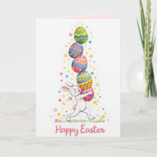 Carte de Pâques personnalisée Lapin Brodé Pastel