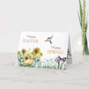 Carte de Pâques pour canard et oiseaux