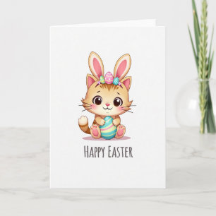 Carte de Pâques pour chaton printanier heureux